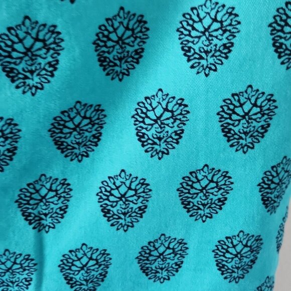 TALBOTS | The Daily Ankle Pants Printed Tropical Teal Blue Size 12 Resort - Picture 3 of 5